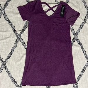 NWT Yelete plum T-shirt dress size S crisscross back
